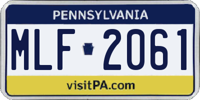 PA license plate MLF2061