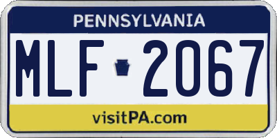 PA license plate MLF2067