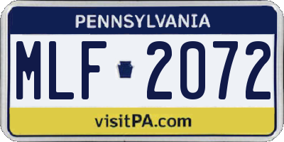 PA license plate MLF2072