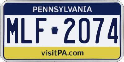 PA license plate MLF2074