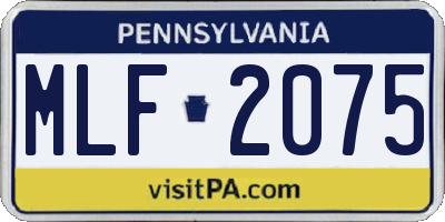 PA license plate MLF2075