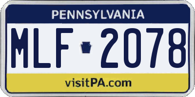 PA license plate MLF2078