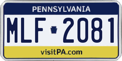 PA license plate MLF2081