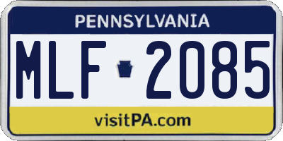 PA license plate MLF2085