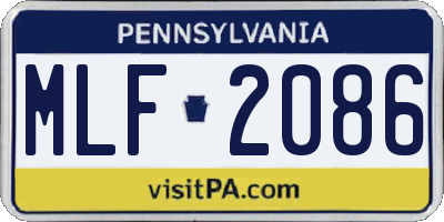 PA license plate MLF2086
