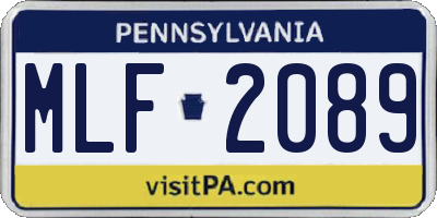 PA license plate MLF2089