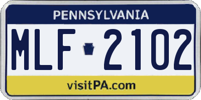 PA license plate MLF2102