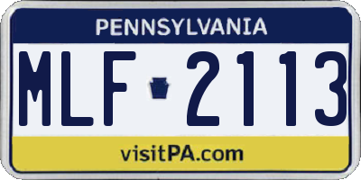 PA license plate MLF2113