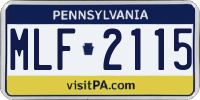 PA license plate MLF2115