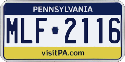 PA license plate MLF2116