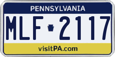 PA license plate MLF2117