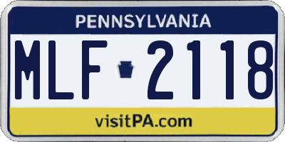 PA license plate MLF2118