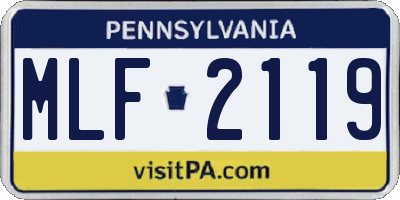 PA license plate MLF2119