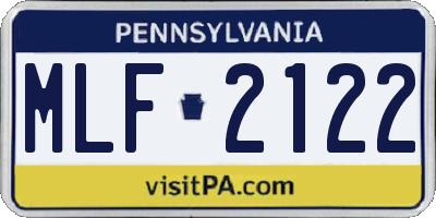 PA license plate MLF2122