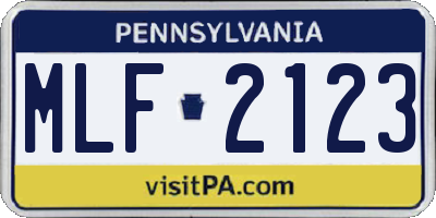 PA license plate MLF2123