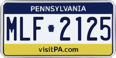 PA license plate MLF2125