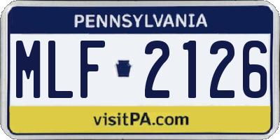PA license plate MLF2126