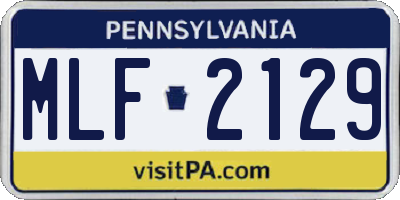 PA license plate MLF2129