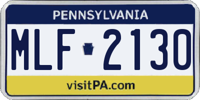 PA license plate MLF2130