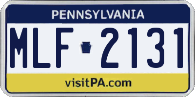 PA license plate MLF2131
