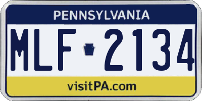 PA license plate MLF2134