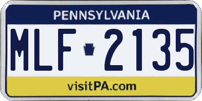 PA license plate MLF2135