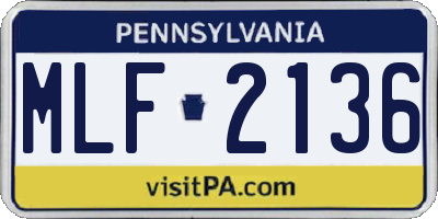 PA license plate MLF2136