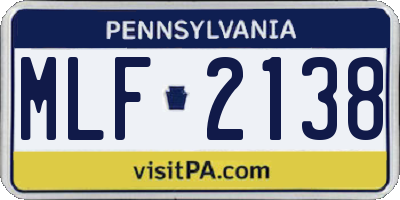 PA license plate MLF2138