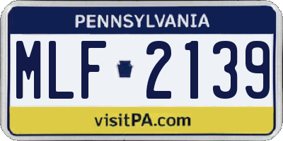 PA license plate MLF2139