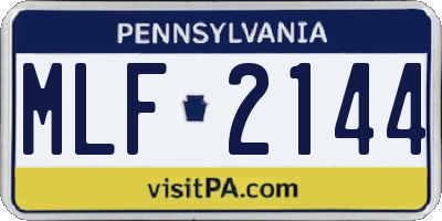 PA license plate MLF2144