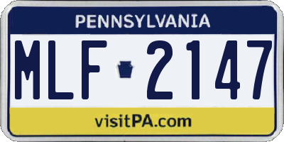 PA license plate MLF2147