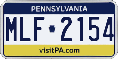 PA license plate MLF2154