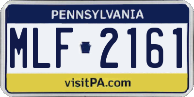 PA license plate MLF2161