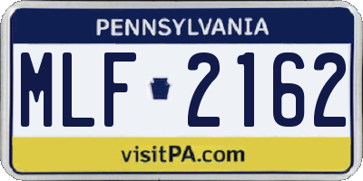 PA license plate MLF2162