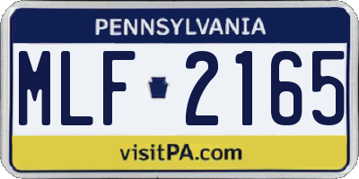 PA license plate MLF2165