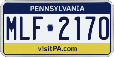 PA license plate MLF2170