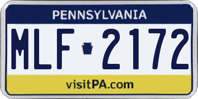 PA license plate MLF2172