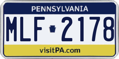 PA license plate MLF2178