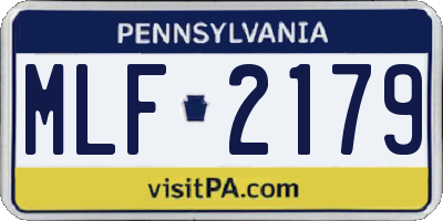 PA license plate MLF2179