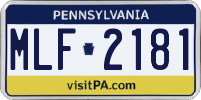 PA license plate MLF2181