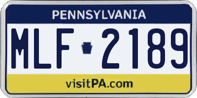 PA license plate MLF2189