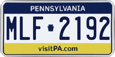 PA license plate MLF2192