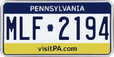 PA license plate MLF2194