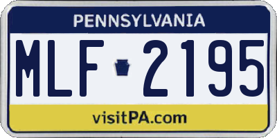 PA license plate MLF2195