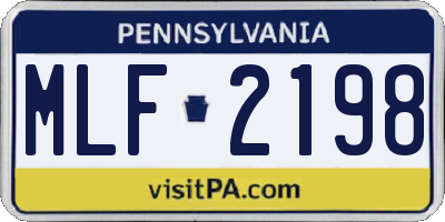 PA license plate MLF2198