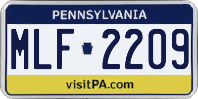 PA license plate MLF2209
