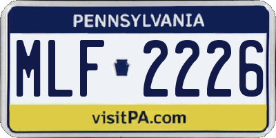 PA license plate MLF2226