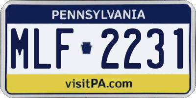PA license plate MLF2231