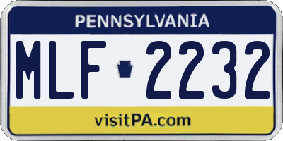 PA license plate MLF2232