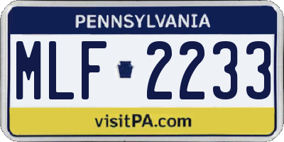 PA license plate MLF2233